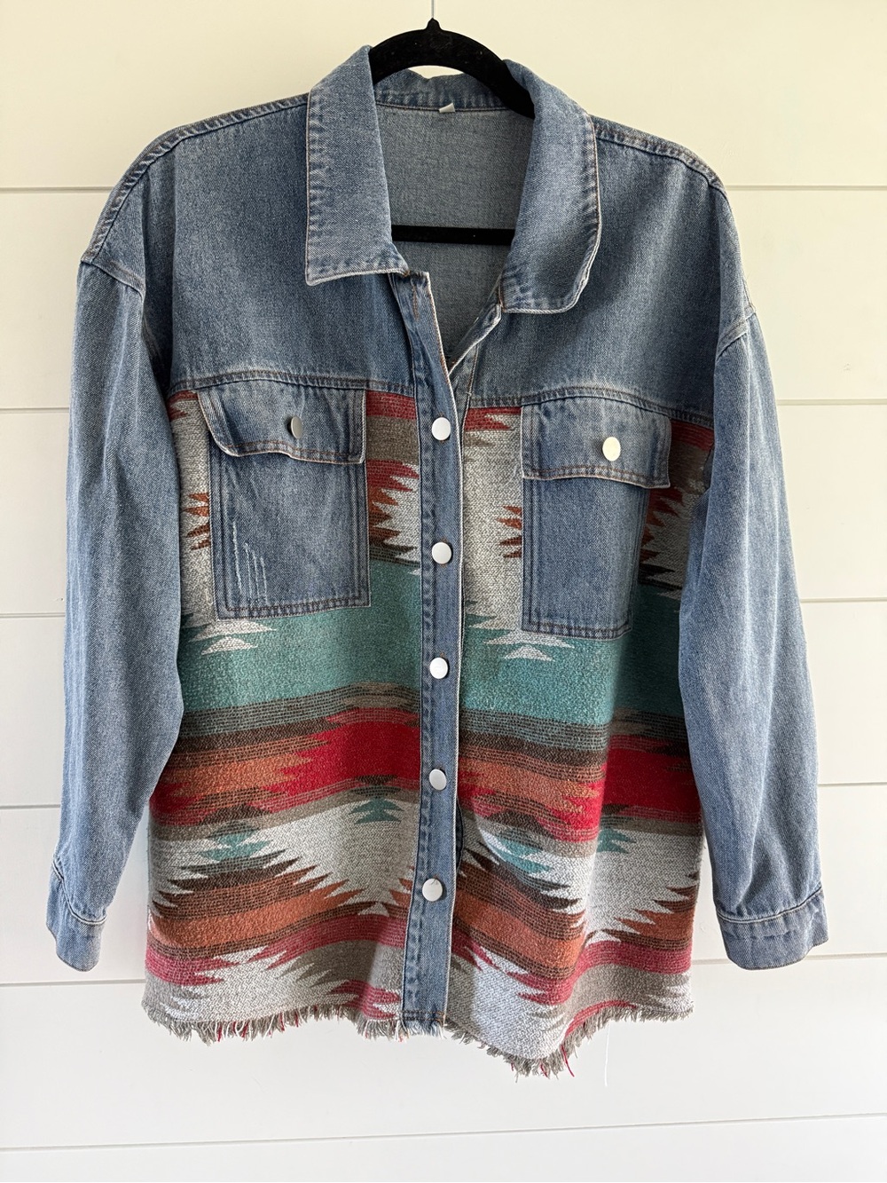 Vintage Denium and Aztec Print Jean Shirt/Jacket